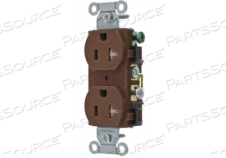 RECEPTACLE, DUPLEX, BROWN, 5-20R, 20 A, 125V AC, 2 POLE / 3 WIRE, SCREW TERMINALS by Hubbell Power Systems