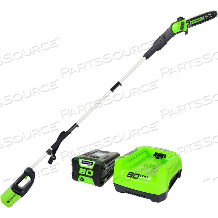 PS80L210 80V PRO SERIES 10" POLE SAW KIT W/ 2.0AH BATTERY & CHARGER by Greenworks Pro PS80L210 80V PRO SERIES 10" POLE SAW KIT W/ 2.0AH BATTERY & CHARGER by Greenworks Pro