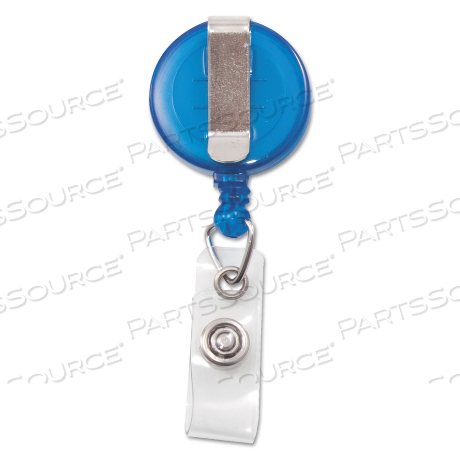 TRANSLUCENT RETRACTABLE ID CARD REEL, 30" EXTENSION, BLUE by Advantus