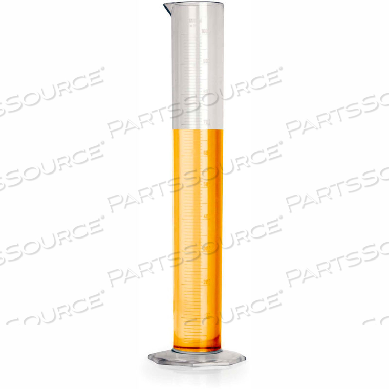TPX GRADUATED CYLINDER, 1000ML CAPACITY, 10ML GRADUATION, CLEAR, 1/PK by Bel-Art Products