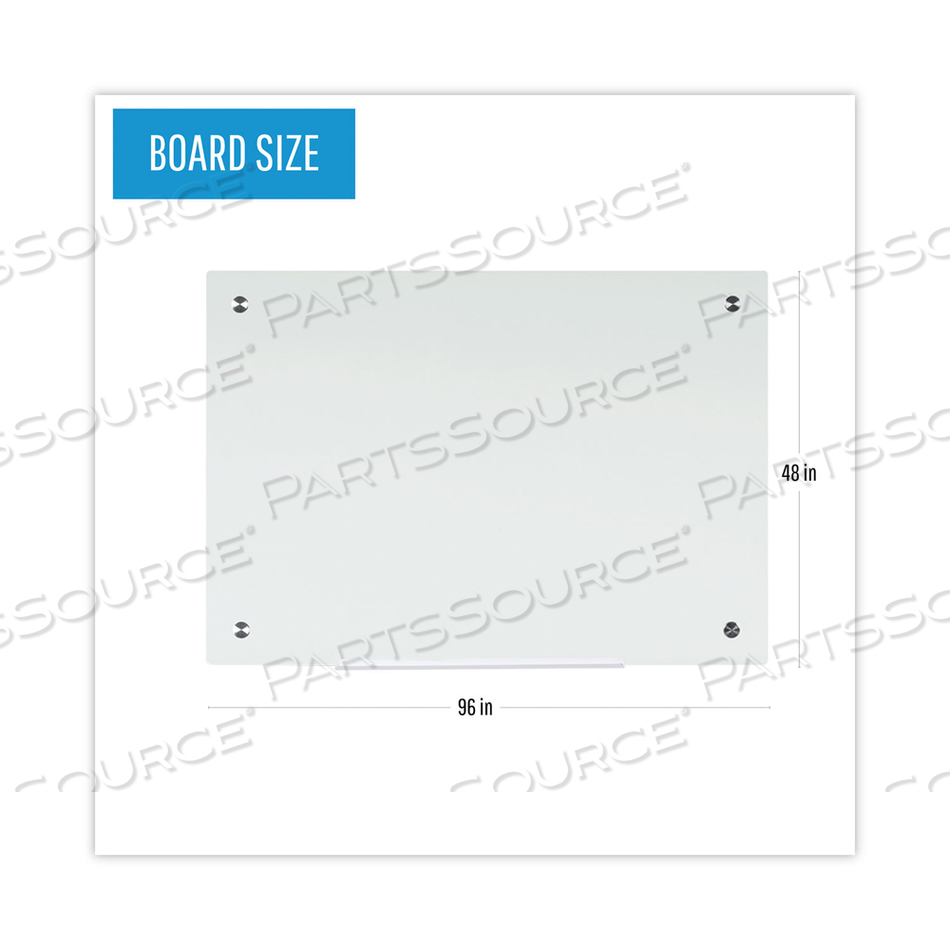 MAGNETIC GLASS DRY ERASE BOARD, 98 X 52 X 2, OPAQUE WHITE 