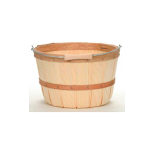 1/4 PECK WOOD BASKET WITH METAL HANDLE/WOOD GRIP, 12 PC - NATURAL by Texas Basket Co.