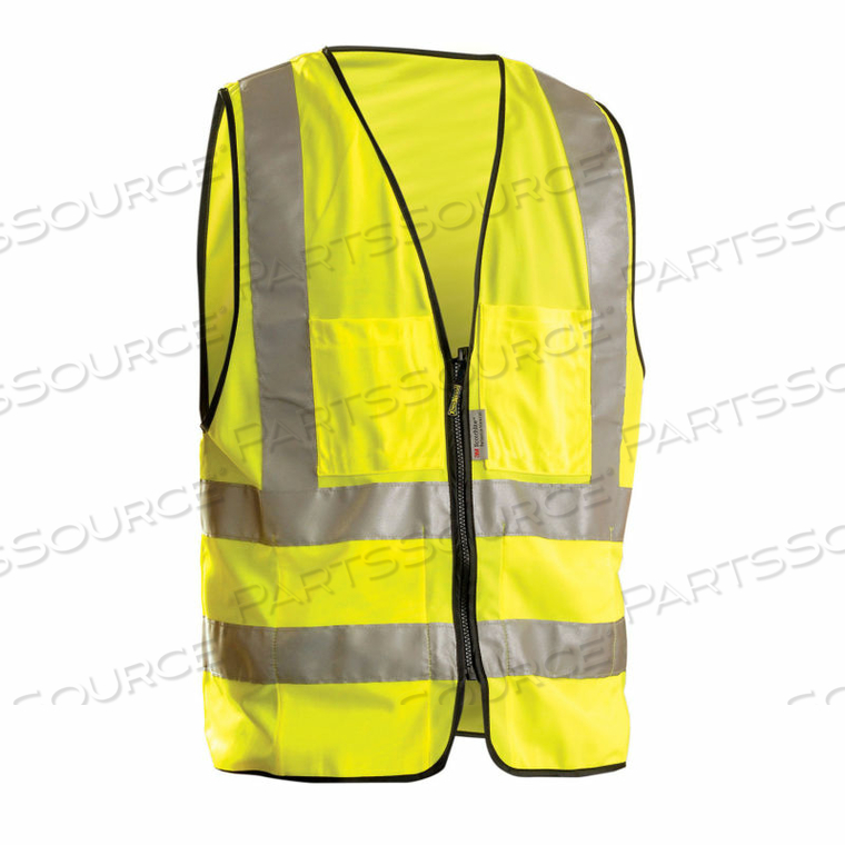 PREMIUM SOLID DUAL STRIPE SURVEYOR VEST, CLASS 2, HI-VIS YELLOW, 3XL 