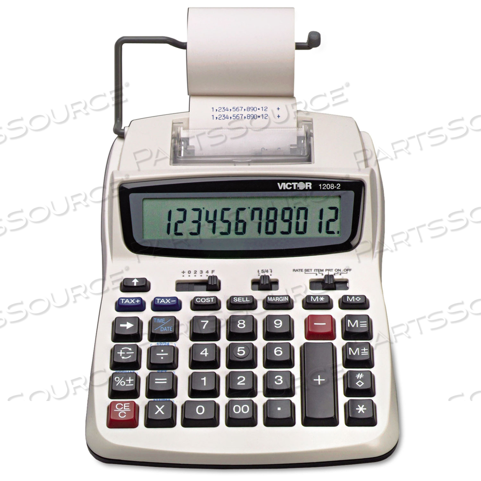 12-DIGIT CALCULATOR, 2 COLOR PRINTING, 6" X 8-1/4" X 1-1/2", WHITE by Victor Technology, LLC