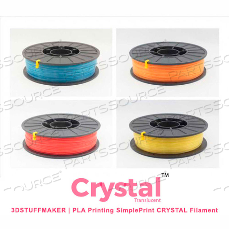 PLA 3D PRINTER CRYSTAL FILAMENT, 1.75MM, 0.75 KG, RED 