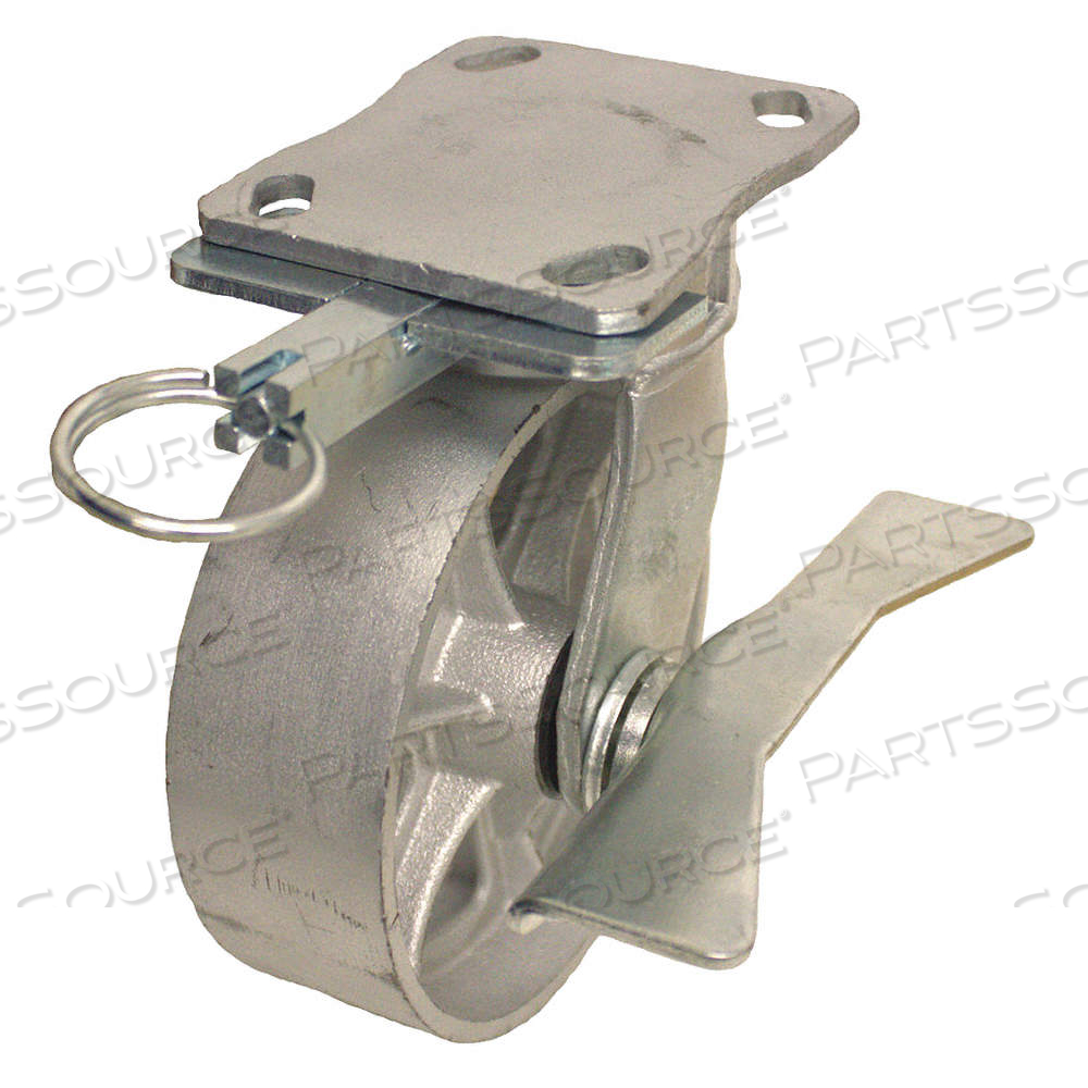KINGPINLESS PLATE CASTER, 6 IN WHEEL DIA., 1200 LB, 7 1/2 IN MOUNTING HT, IRON by Approved Vendor