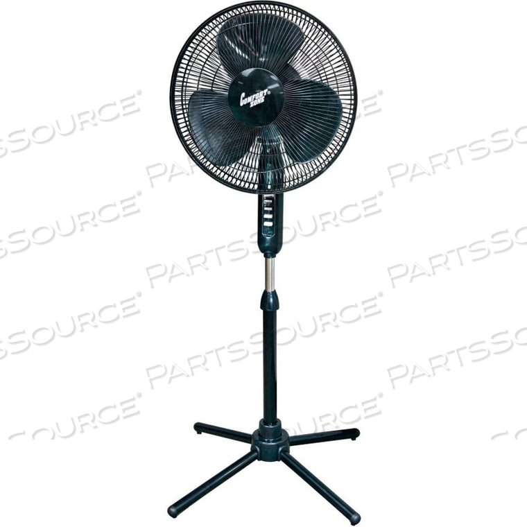 3-SPEED 16 IN INDOOR OSCILLATING PEDESTAL FAN, BLACK 