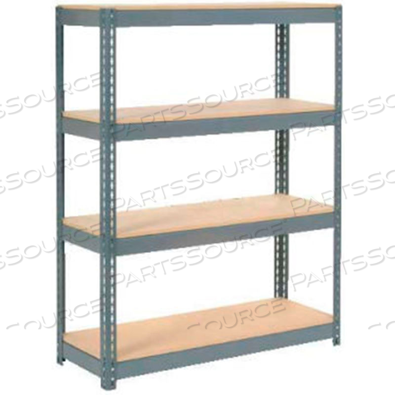 EXTRA HEAVY DUTY SHELVING 48"W X 18"D X 72"H WITH 4 SHELVES, WOOD DECK, GRY 