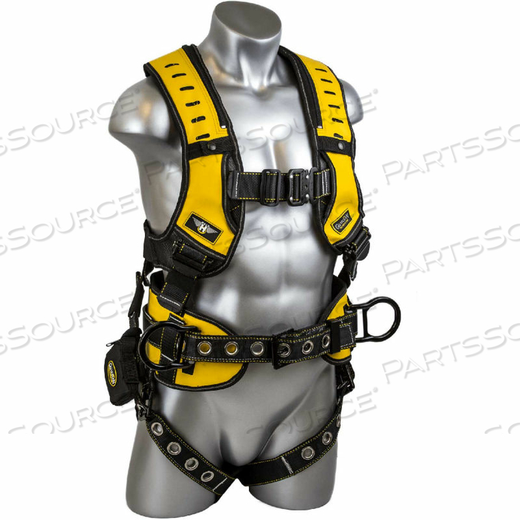 HALO CONSTRUCTION HARNESS WITH TRAUMA STRAP, PASS THRU CHEST CONNECTION, XL-XXL 