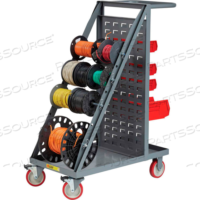 WIRE REEL CART, LOUVERED PANEL BACK, NON-MARKING POLYURETHANE WHEELS by Little Giant