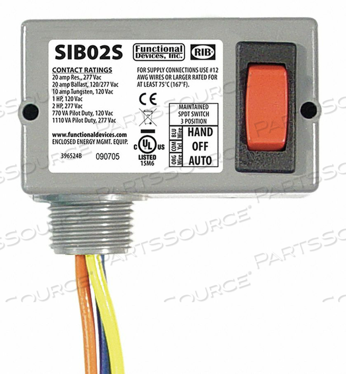 PREWIRED ROCKER SWITCH SPDT 20A@277VAC by RIB