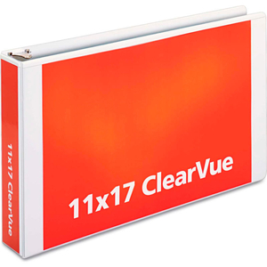 TABLOID CLEARVUE SLANT-D RING BINDER, 2" CAPACITY, 11 X 17, WHITE by Cardinal