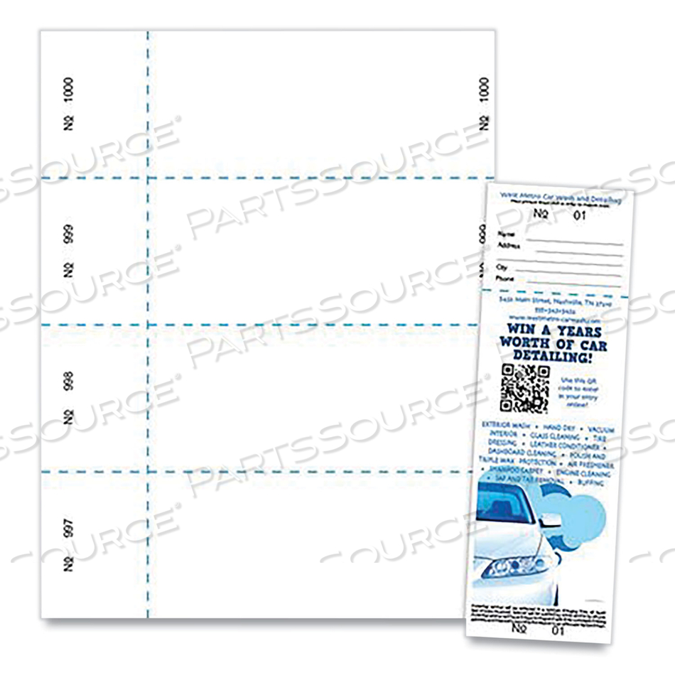 JUMBO MICRO-PERFORATED EVENT/RAFFLE TICKET, 90 LB INDEX WEIGHT, 8.5 X 11, WHITE, 4 TICKETS/SHEET by Blanks USA