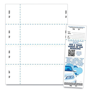 JUMBO MICRO-PERFORATED EVENT/RAFFLE TICKET, 90 LB INDEX WEIGHT, 8.5 X 11, WHITE, 4 TICKETS/SHEET, 250 SHEETS/PACK by Blanks USA