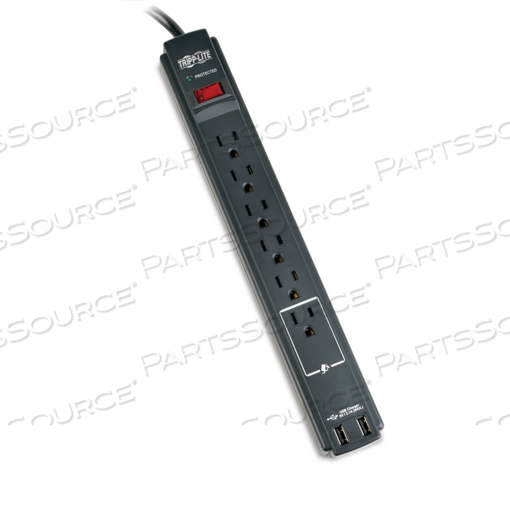 SURGE PROTECTOR STRIP 120V USB 6 OUTLET 6FT CORD 990 JOULE TAA by Tripp Lite