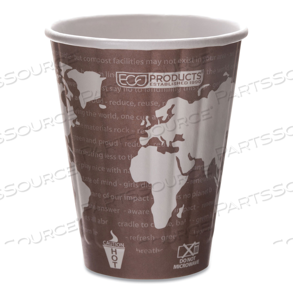 WORLD ART RENEWABLE AND COMPOSTABLE INSULATED HOT CUPS, PLA, 8 OZ by Eco-Products