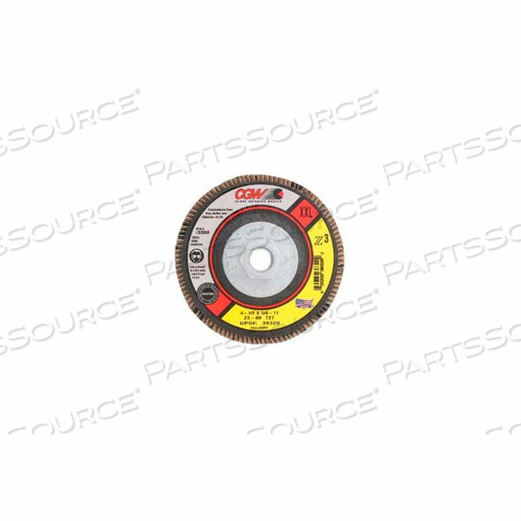 ABRASIVE FLAP DISC 4-1/2" X 5/8 - 11" 40 GRIT ZIRCONIA 