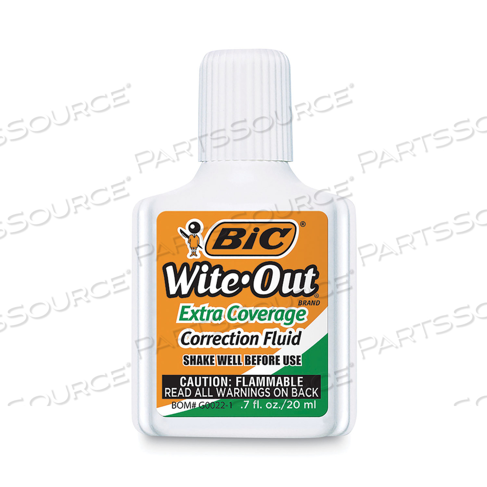 WITE-OUT EXTRA COVERAGE CORRECTION FLUID, 20 ML BOTTLE, WHITE by BIC WITE-OUT EXTRA COVERAGE CORRECTION FLUID, 20 ML BOTTLE, WHITE by BIC