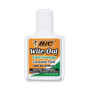 WITE-OUT EXTRA COVERAGE CORRECTION FLUID, 20 ML BOTTLE, WHITE, DOZEN by BIC