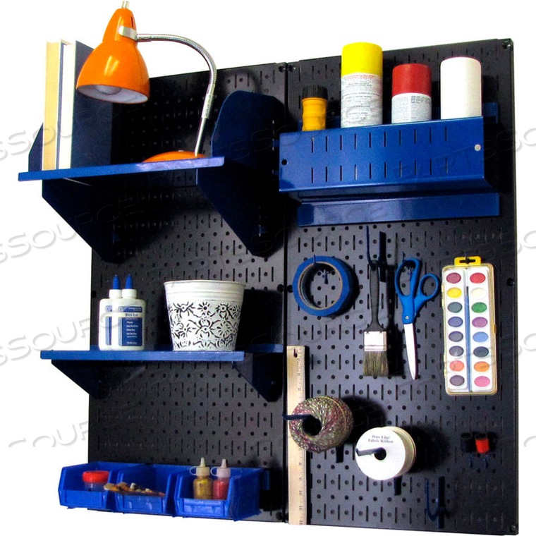 PEGBOARD HOBBY CRAFT ORGANIZER STORAGE KIT, BLACK/BLUE, 32" X 32" X 9" by Wall Control Pegboard