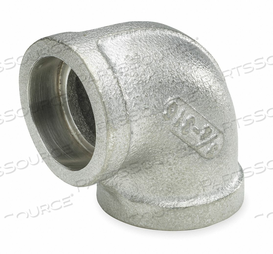 90° ELBOW, 304 STAINLESS STEEL, 3/8 IN X 3/8 IN FITTING PIPE SIZE, FEMALE X FEMALE, CLASS 3000 by Smith-Cooper