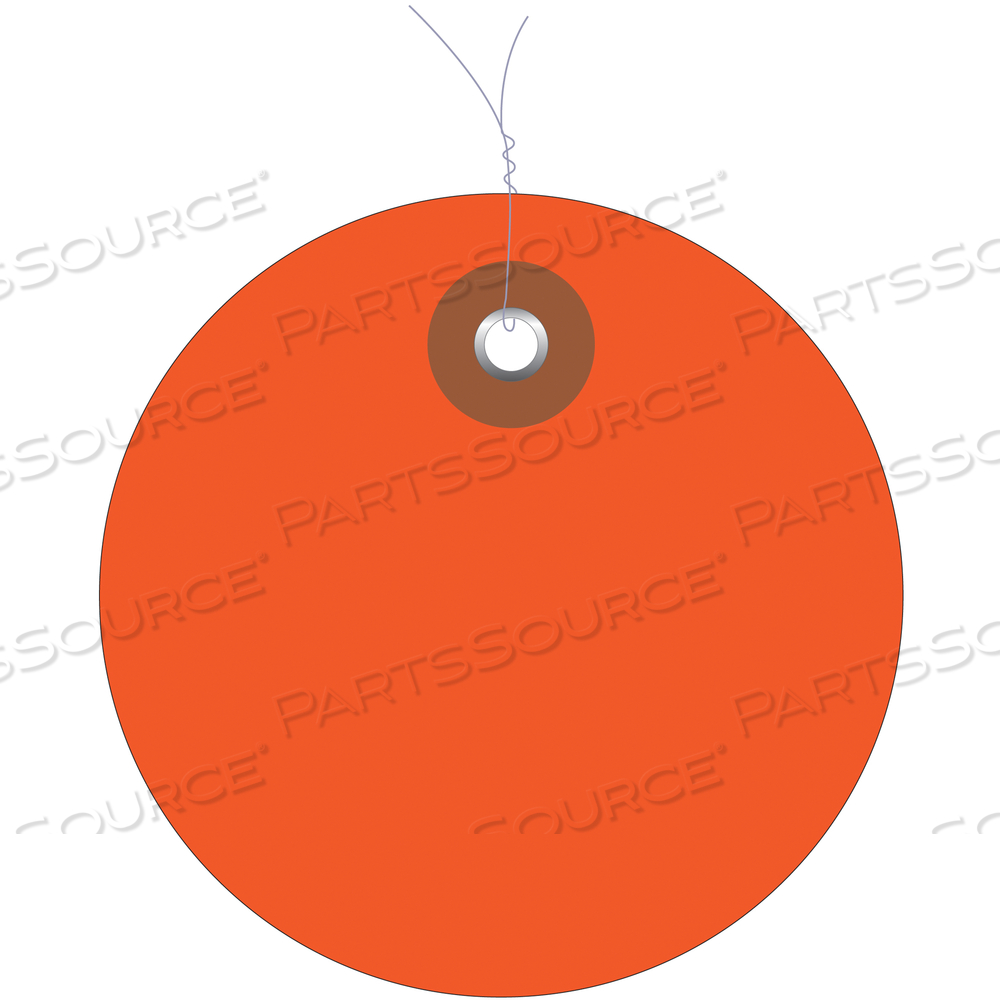PLASTIC CIRCLE TAGS, PRE-WIRED, 2", ORANGE, 100/EACH by BOX Partners (Box Acquisitions, LLC)