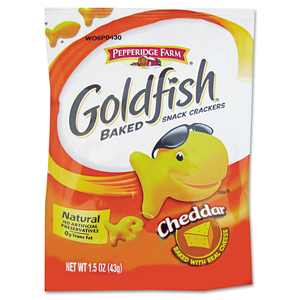 GOLDFISH CRACKERS, CHEDDAR, SINGLE-SERVE SNACK, 1.5OZ BAG, 72/CARTON by Pepperidge Farm