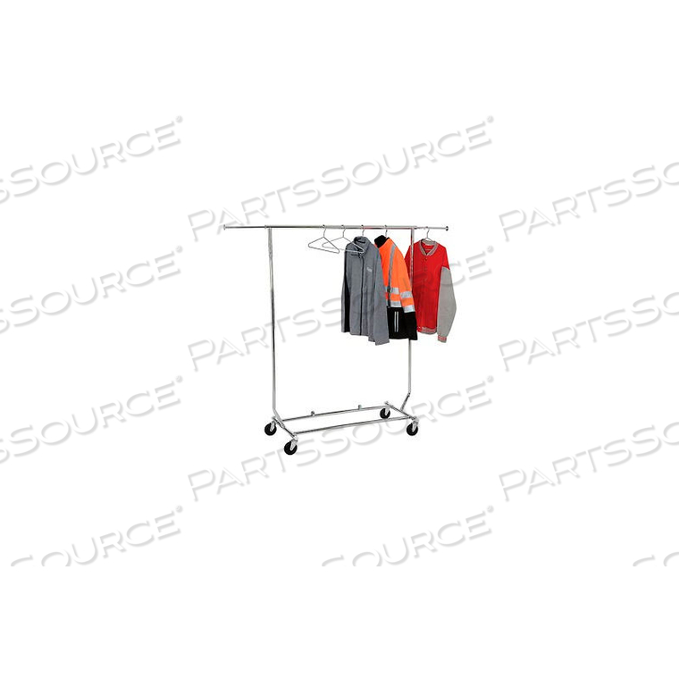 SALESMAN'S COLLAPSIBLE PORTABLE CLOTHING RACK - ROUND TUBING - CHROME by Amko Displays LLC