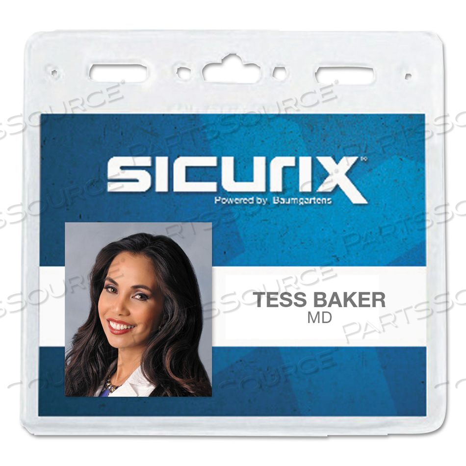 SICURIX VINYL BADGE HOLDER, 4 X 3, CLEAR by Sicurix