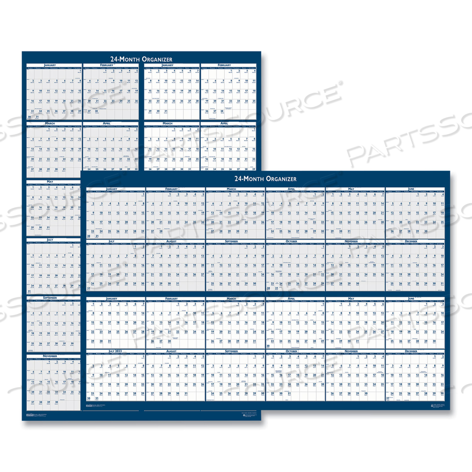 REVERSIBLE/ERASABLE 2 YEAR WALL CALENDAR, 24 X 37, LIGHT BLUE/BLUE/WHITE SHEETS, 24-MONTH (JAN TO DEC): 2023 TO 2024 by House Of Doolittle