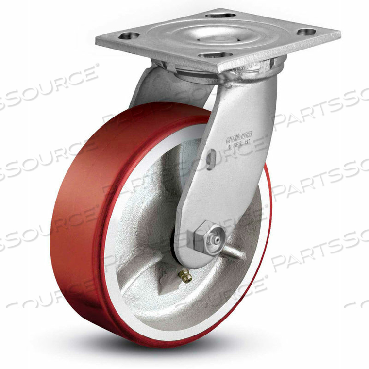 4 SERIES SWIVEL PLATE CASTER - MOLD-ON POLYURETHANE 4" DIA. 700 LB. CAP. 