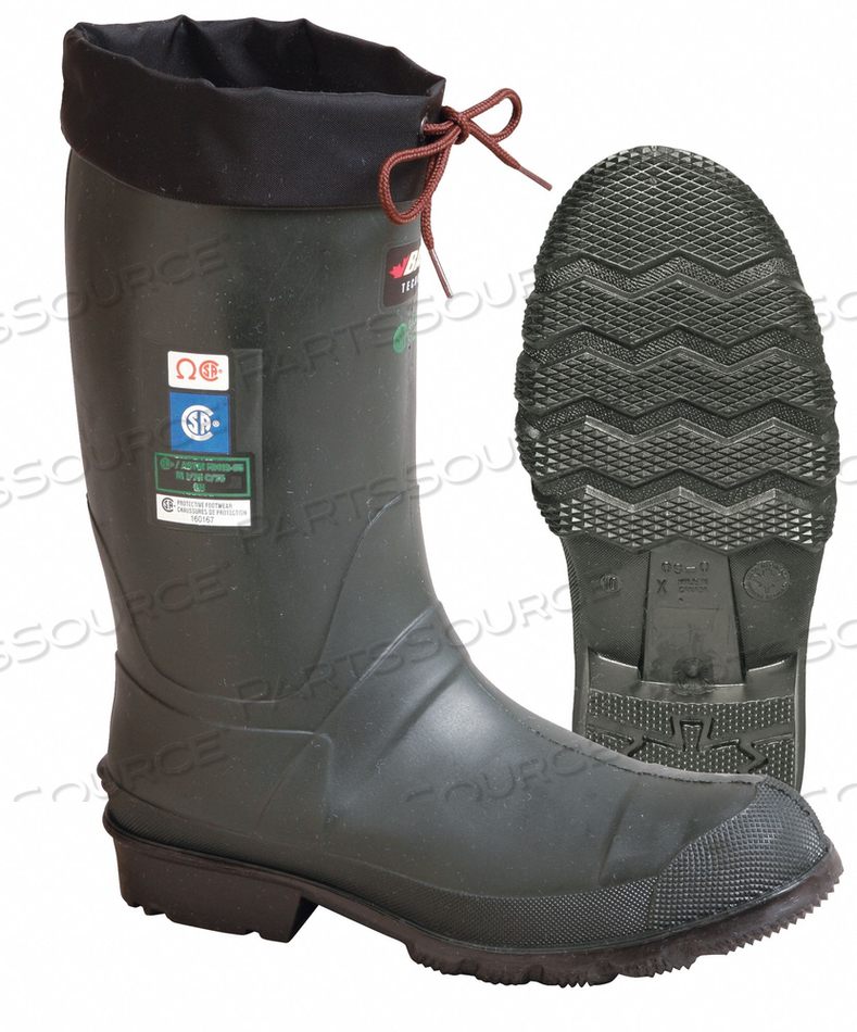 E7852 RUBBER BOOT MEN'S 11 MID-CALF GREEN PR by Baffin