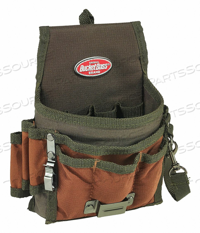 TOOL POUCH BROWN/GREEN 9 POCKETS 6-1/2 W by Bucket Boss