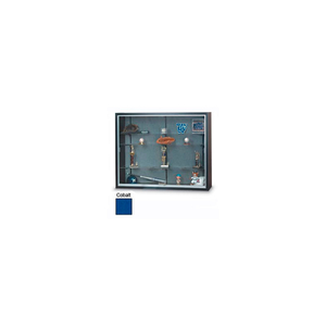 60"X48"X12" BLACK LAMINATE DISPLAY CASE W/3 SHELVES AND COBALT ACCENT INTERIOR by United Visual Products