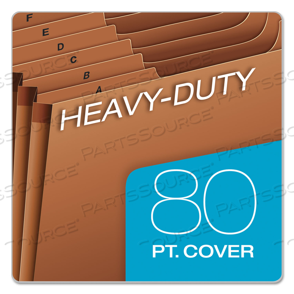 HEAVY-DUTY EXPANDING FILE WITH REINFORCED FLAP, 21 SECTIONS, ELASTIC CORD CLOSURE, 1/3-CUT TABS, LETTER SIZE, REDROPE by Esselte Pendaflex Corp. HEAVY-DUTY EXPANDING FILE WITH REINFORCED FLAP, 21 SECTIONS, ELASTIC CORD CLOSURE, 1/3-CUT TABS, LETTER SIZE, REDROPE by Esselte Pendaflex Corp.