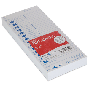 TIME CLOCK CARDS FOR PYRAMID TECHNOLOGIES 3000, ONE SIDE, 4 X 9, 100/PACK by Pyramid