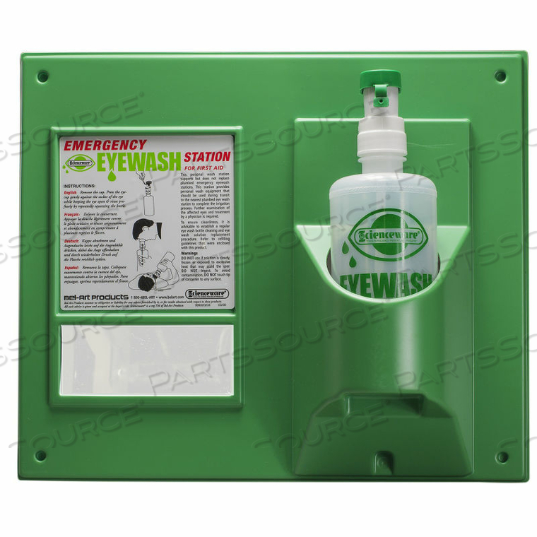 EMERGENCY EYE WASH SAFETY STATION WITH 1 EMPTY BOTTLE, 1000ML, 32 OZ. by Bel-Art Products