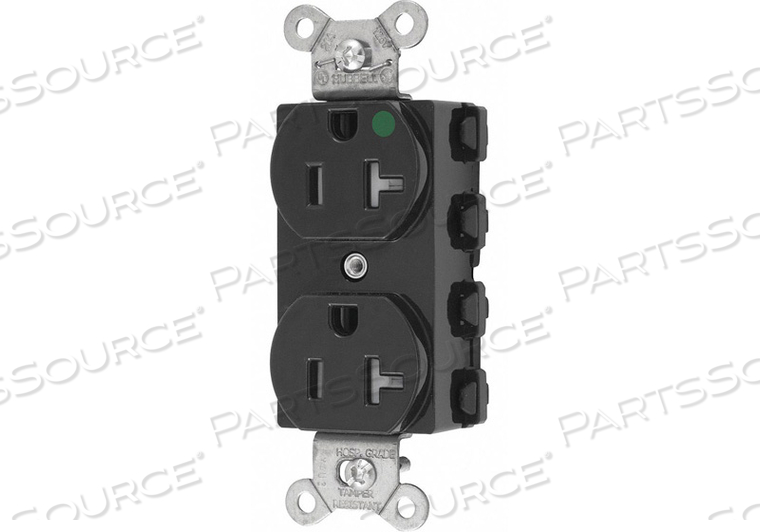 RECEPTACLE BLACK 125VAC 3 WIRES NYLON by Hubbell Incorporated, Wiring Device-Kellums