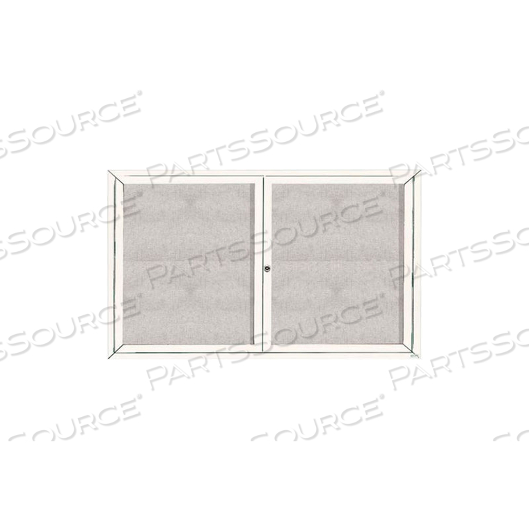 2 DOOR ALUMINUM FRAMED ENCLOSED BULLETIN BOARD WHITE POWDER COAT - 60"W X 36"H 