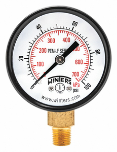 J1378 GAUGE PRESSURE 2IN. 0 TO 100 PSI by Winters Instruments