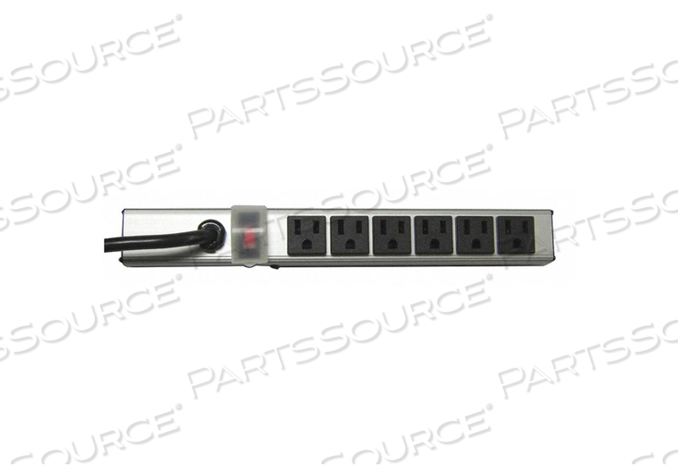 OUTLET STRIP, APPLICATION COMMERCIAL AND INDUSTRIAL, HOUSING MATERIAL ALUMINUM, TOTAL NUMBER OF OUTLETS 6, MAX. AMPS 15 A, CORD LENGTH 15 FT by Power First