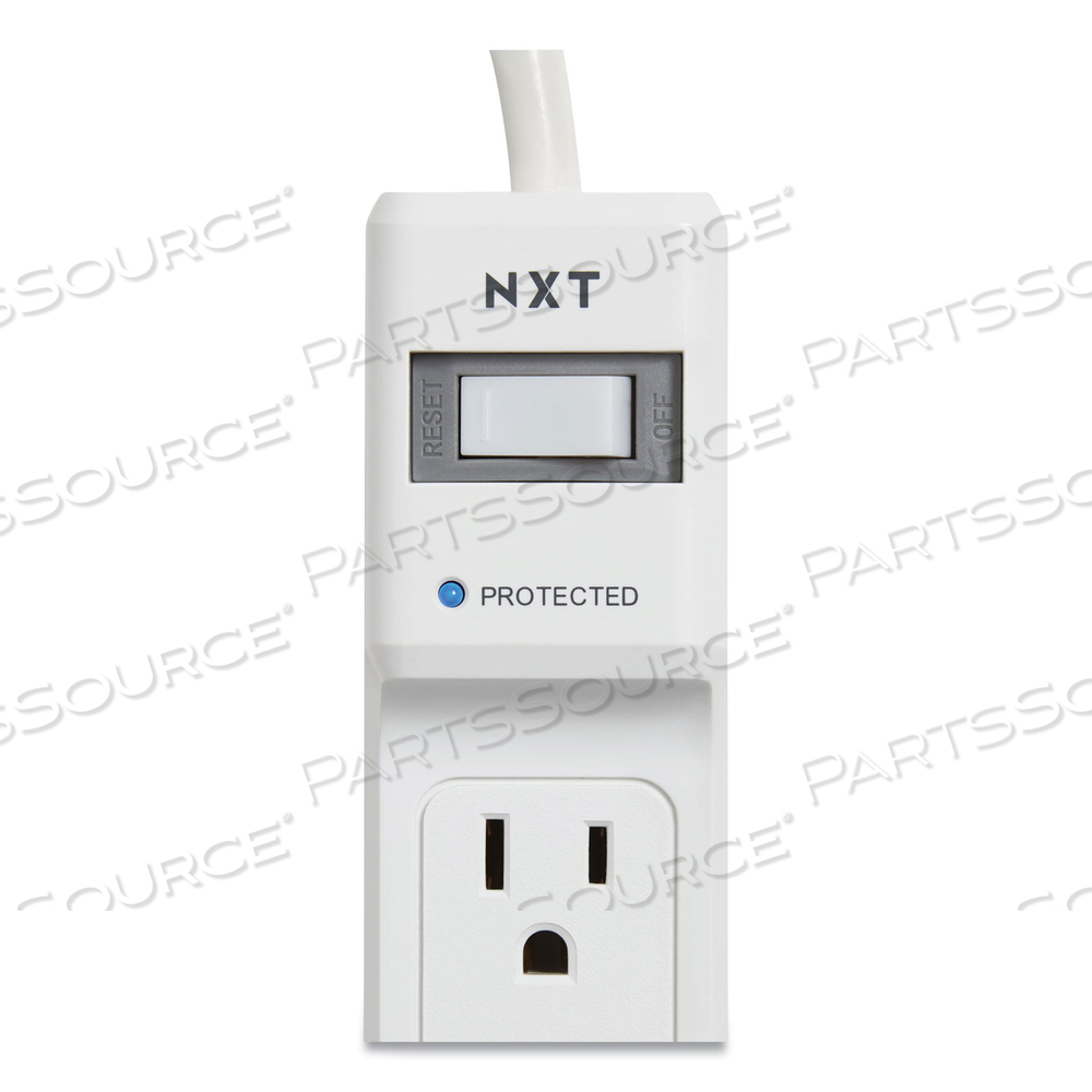 SURGE PROTECTOR, 6 AC OUTLETS, 4 FT CORD, 600 J, WHITE by NXT Technologies