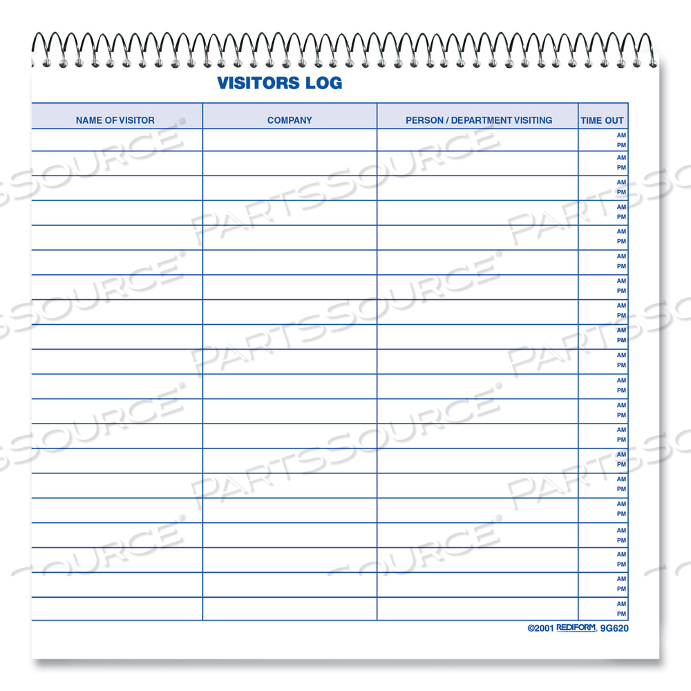VISITORS LOG BOOK, BLUE/WHITE/RED COVER, 11 X 8.5 SHEETS, 50 SHEETS/BOOK by Rediform VISITORS LOG BOOK, BLUE/WHITE/RED COVER, 11 X 8.5 SHEETS, 50 SHEETS/BOOK by Rediform