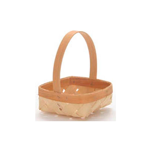 MEDIUM SHALLOW SQUARE 7" WOOD BASKET WITH WOOD HANDLE 12 PC - NATURAL by Texas Basket Co.