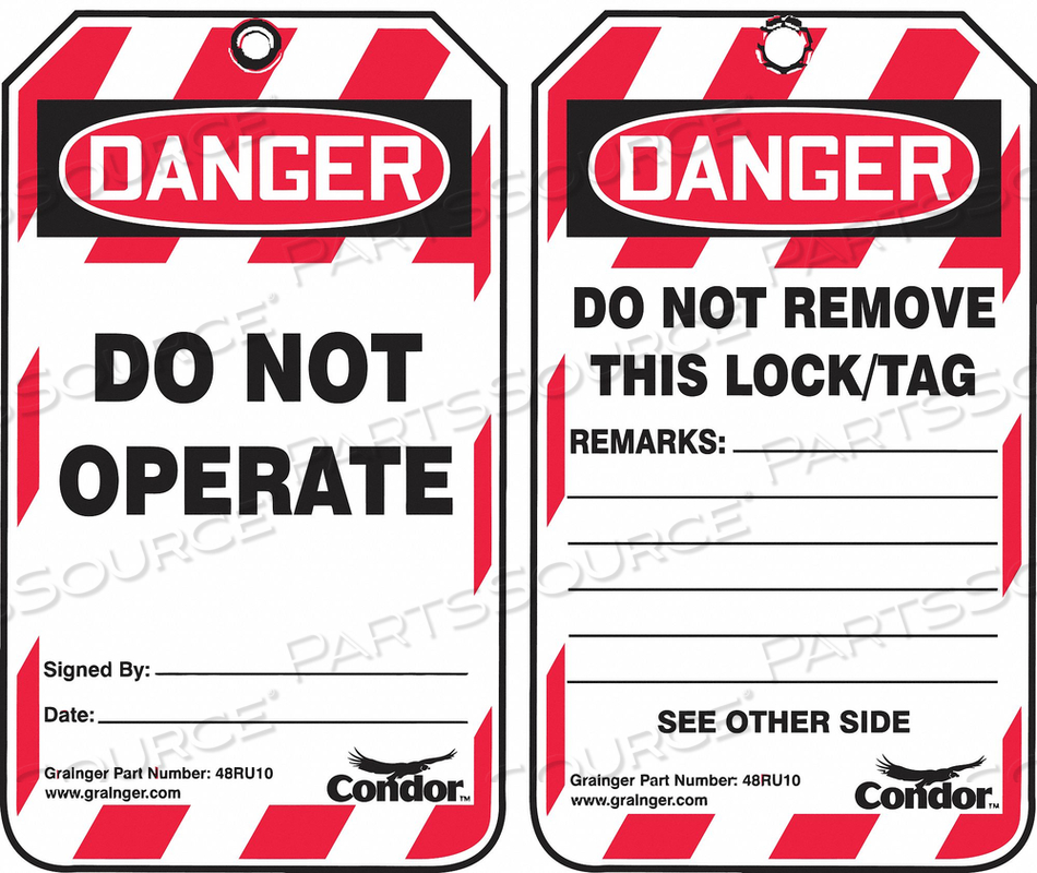 LOCKOUT TAG DANGER DO NOT OPERATE PK10 by Condor LOCKOUT TAG DANGER DO NOT OPERATE PK10 by Condor