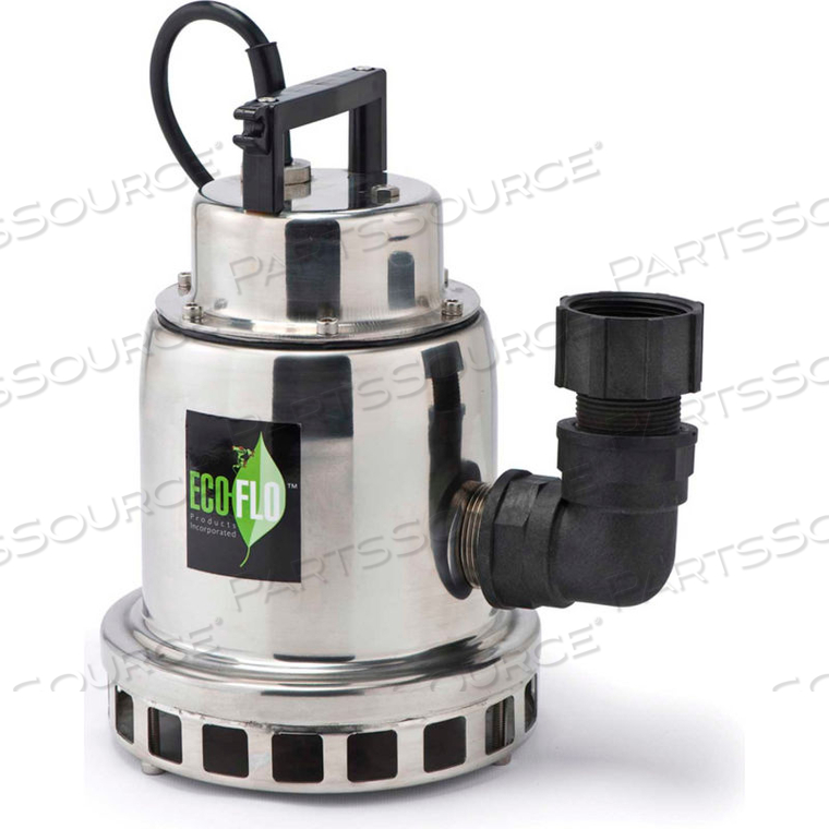 SUBMERSIBLE WATER FALL FOUNTAIN PUMP, STAINLESS STEEL, 1/2 HP by Eco Flo Products Inc
