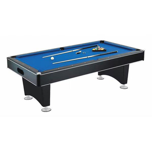 8 FT POOL TABLE WITH BLUE FELT, POOL CUES AND CHALK by Hathaway