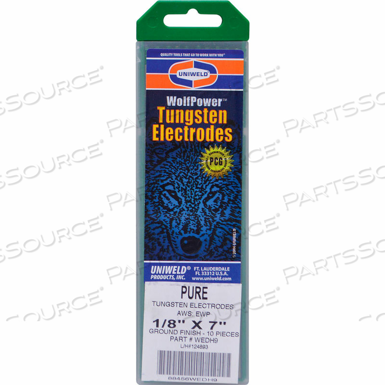 WOLFPOWER PURE TUNGSTEN ELECTRODE - 1/8" X 7" - PKG OF 10 