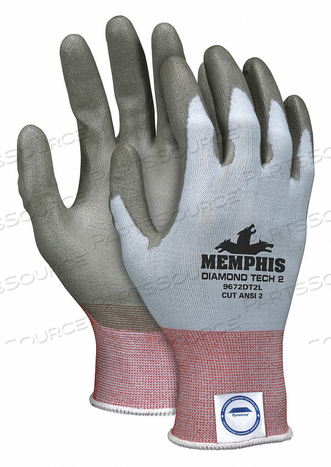 9672DT2L MCR SAFETY CUT RESISTANT GLOVES, DYNEEMA, LARGE, GRAY/BLUE, 18 GA THK by MCR Safety