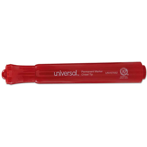 PERMANENT MARKER, CHISEL TIP, LOW ODOR, NONTOXIC, RED INK, DOZEN by Universal Products